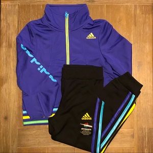 NWT Girls XS/5 Adidas 3 Piece Purple & Black Athletic Outfit